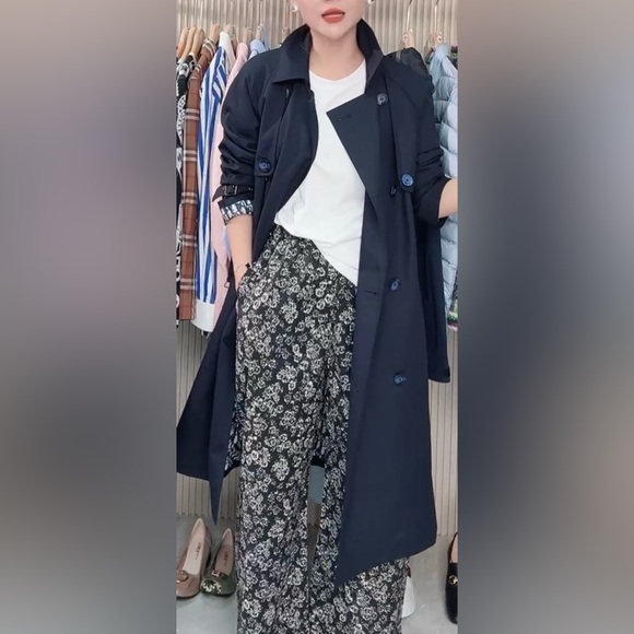 Dior Navy Double-Breasted Trench Coat( outlet clearance) - Picture 9 of 10